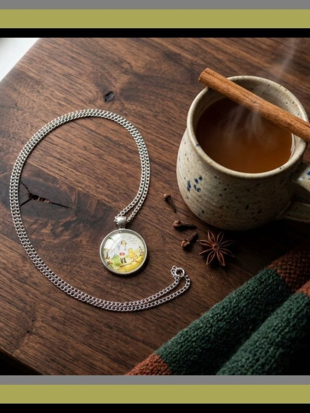 Silver Tone Winnie The Pooh Theme Necklace Unisex